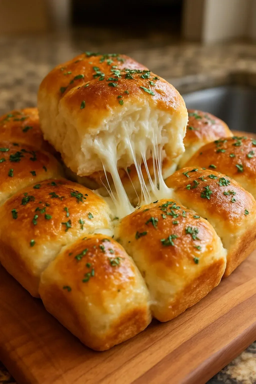 Creamy Garlic Pizza Dip served in a bowl with fresh herbs and bread for dipping.