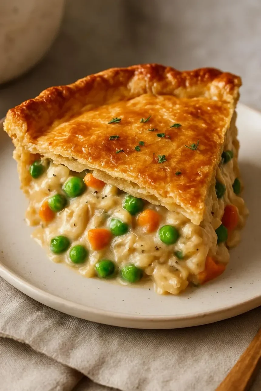Golden Chicken Pot Pie with flaky crust and creamy filling