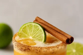 Haunted Pumpkin Patch Margarita with spooky garnish