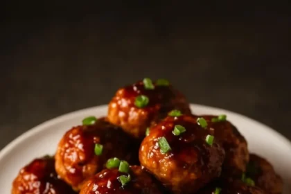 Delicious honey garlic turkey meatballs served on a plate
