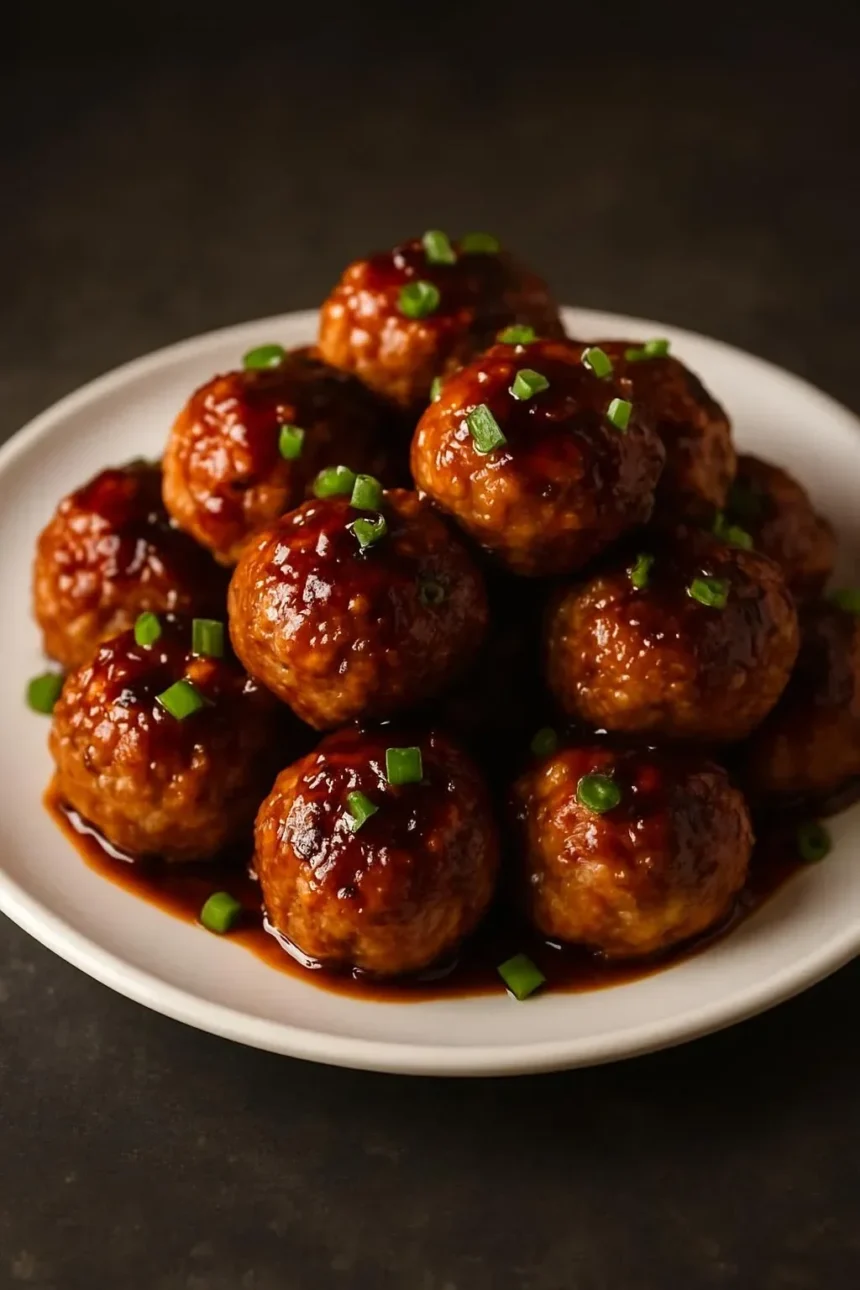 Delicious honey garlic turkey meatballs served on a plate