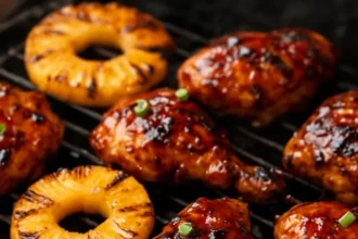 Deliciously grilled Huli Huli Chicken garnished with green onions