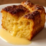 Delicious and creamy irresistible bread pudding dessert served in a bowl