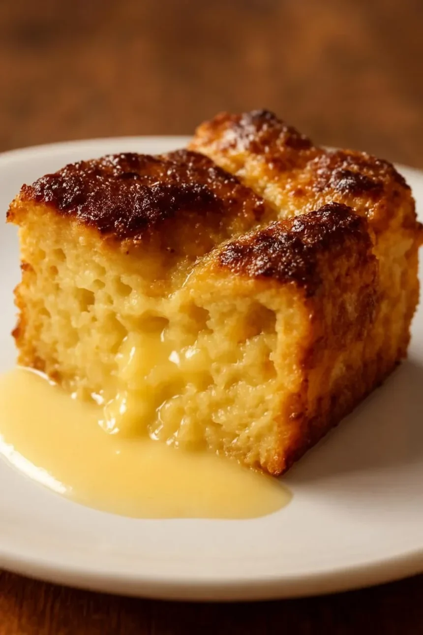 Delicious and creamy irresistible bread pudding dessert served in a bowl