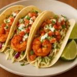 Delicious shrimp tacos served with fresh ingredients and vibrant toppings