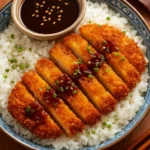 Japanese Katsu Bowl with crispy pork and Tonkatsu sauce
