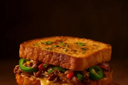 Korean Steak Sandwich with fresh ingredients and vibrant flavors