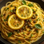 Delicious Lemon Basil Chicken Pasta dish with vibrant flavors and fresh ingredients.