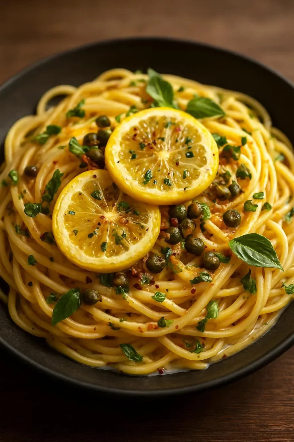 Delicious Lemon Basil Chicken Pasta dish with vibrant flavors and fresh ingredients.