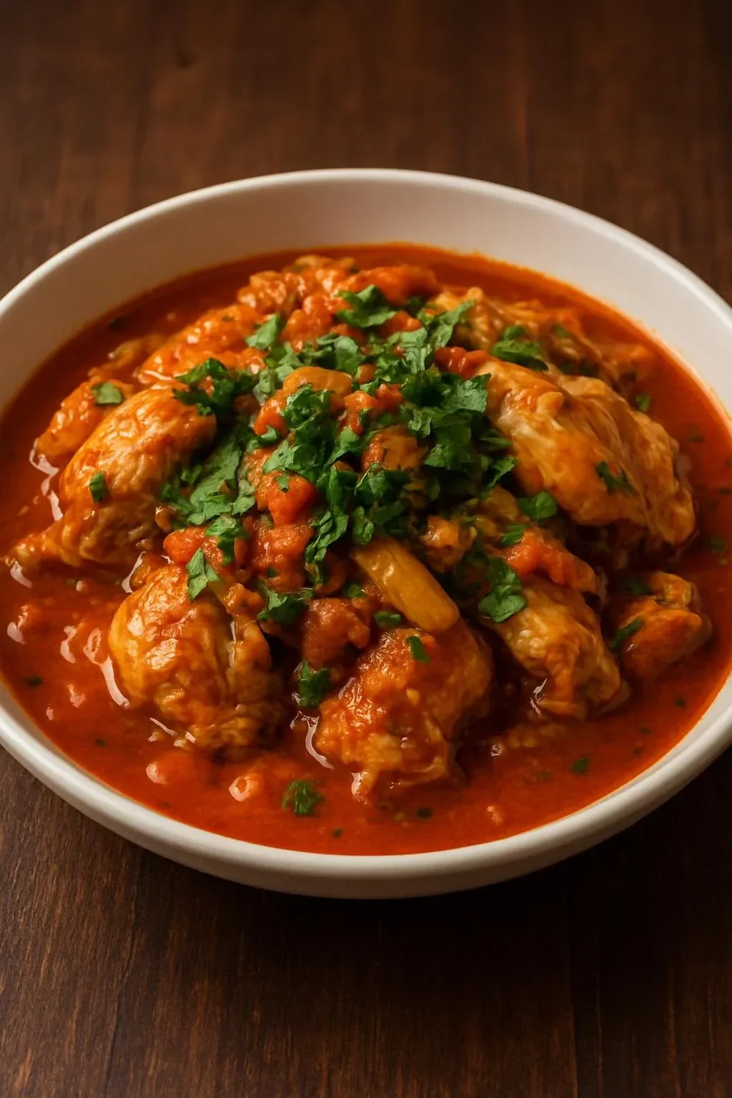 Plate of Liguria-Style Rabbit Stew garnished with fresh herbs