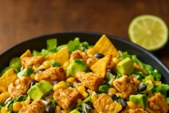 Loaded Southwest Chicken Crunch Salad with fresh ingredients and vibrant colors