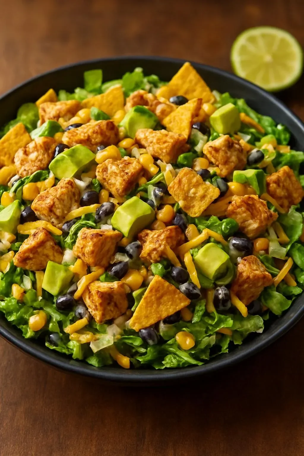 Loaded Southwest Chicken Crunch Salad with fresh ingredients and vibrant colors