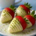 Delicious Matcha Covered Strawberries dipped in green tea powder