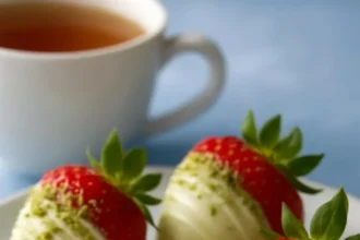 Delicious Matcha Covered Strawberries dipped in green tea powder