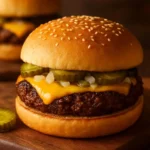 Succulent Mississippi beef burgers with fresh toppings on a grill