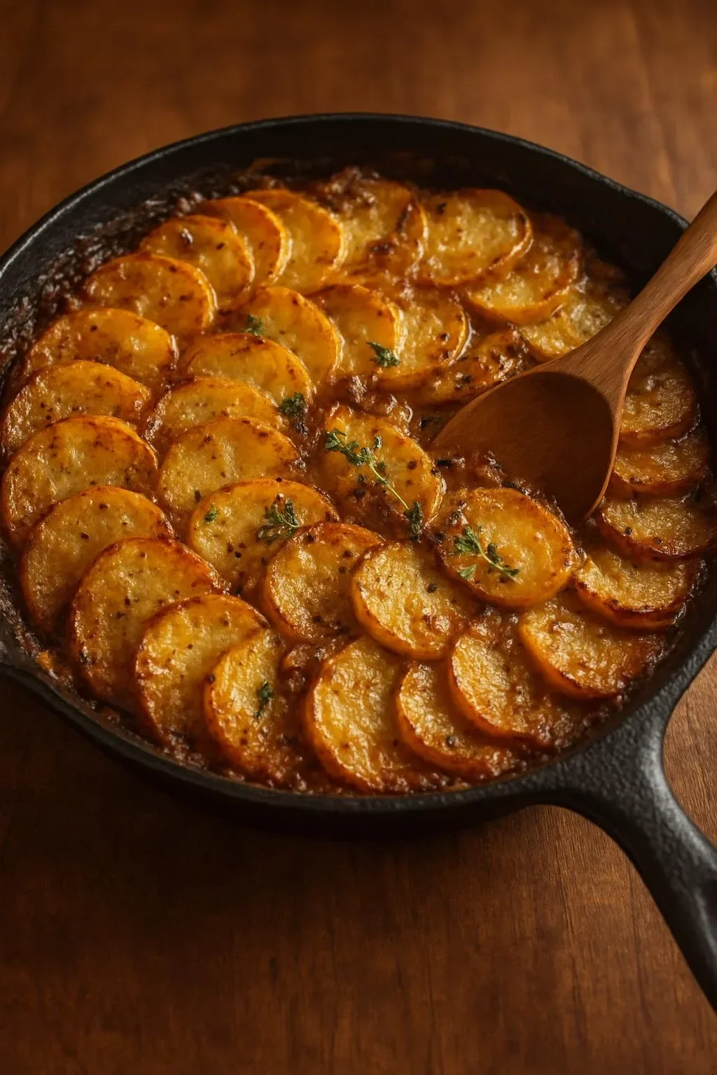 Delicious Mushroom, Ground Beef & Lentil Potato Hotpot served in a bowl