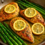 One-Pan Lemon Herb Chicken with Asparagus ready to serve