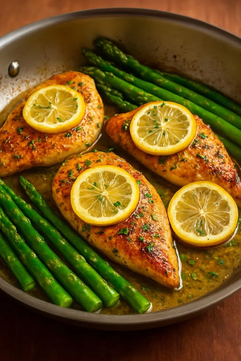 One-Pan Lemon Herb Chicken with Asparagus ready to serve