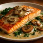 Pan-Seared Salmon Florentine with spinach and creamy sauce