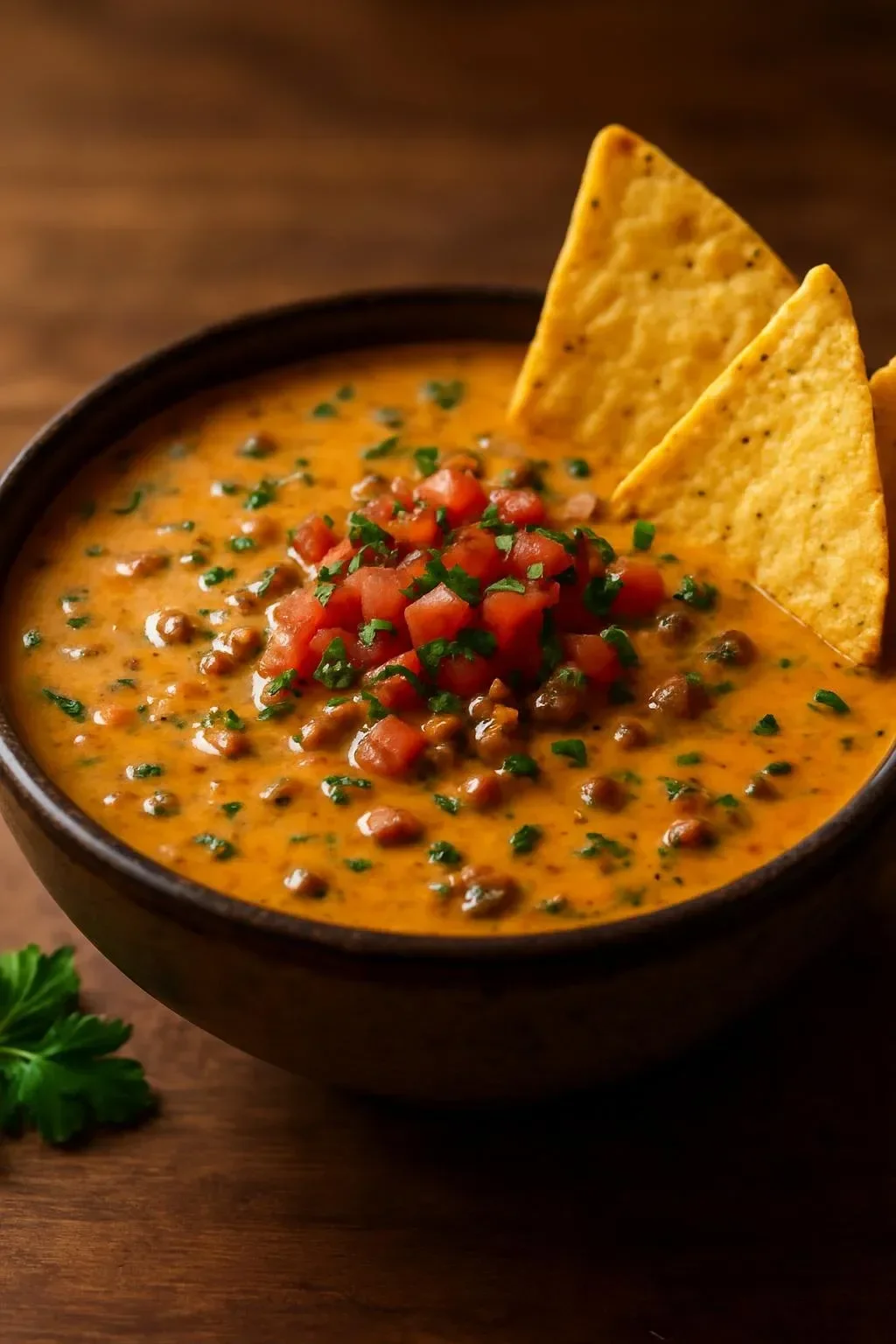 Delicious Spicy Cowboy Queso served in a bowl, perfect for parties.