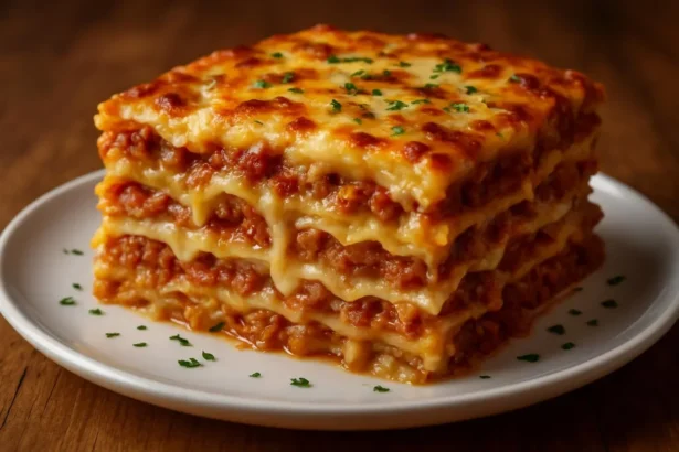 Savory Reuben Bake dish with layers of corned beef, sauerkraut, and cheese.