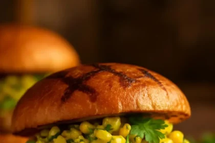 Smoky chipotle chicken burgers on the grill with toppings