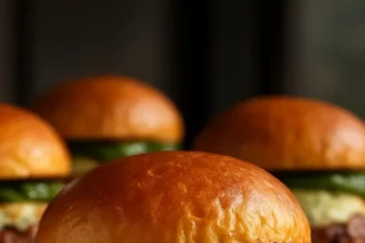 Smoky Poblano Popper Burgers with melted cheese and grilled peppers