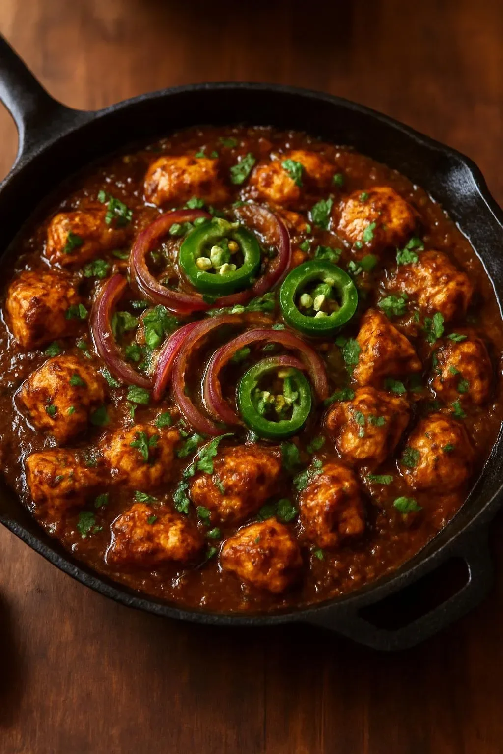 Delicious spiced chicken curry served with rice and garnished with herbs