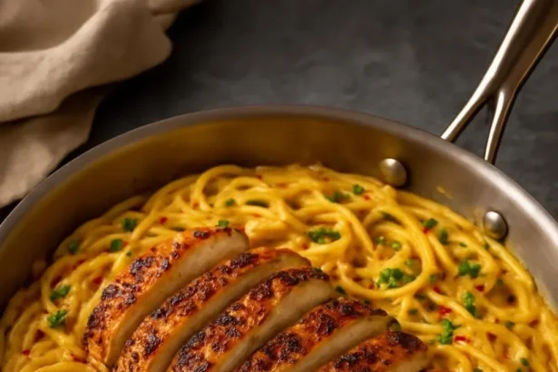 Spicy Cajun Honey Butter Chicken served with pasta in a delicious sauce