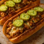 Spicy Nashville-Style Chicken Hoagies with toppings on a bun