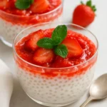 Delicious Strawberry Sago dessert with fresh strawberries and sago pearls