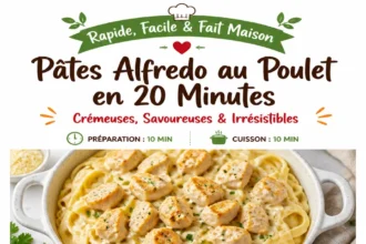 20-Minute Creamy Chicken Alfredo dish served in a bowl with parsley garnish