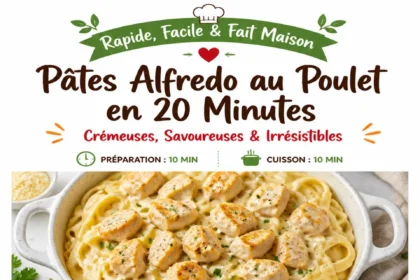 20-Minute Creamy Chicken Alfredo dish served in a bowl with parsley garnish