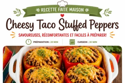 Plate of cheesy taco stuffed peppers with toppings