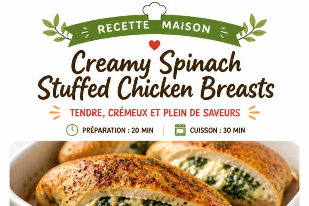 Creamy spinach stuffed chicken breasts recipe with delicious filling