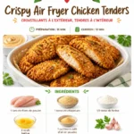 Crispy air fryer chicken tenders served with dipping sauce