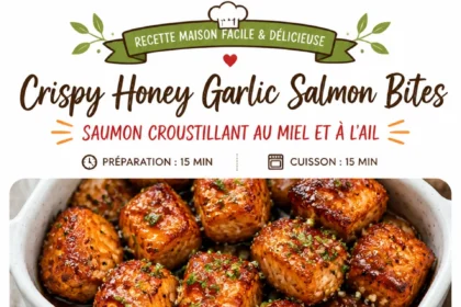 Crispy honey garlic salmon bites served on a plate with garnish.