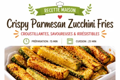Crispy Parmesan zucchini fries served on a plate with dipping sauce