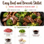 Delicious easy beef and broccoli skillet recipe served on a plate