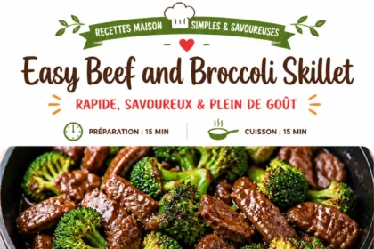 Delicious easy beef and broccoli skillet recipe served on a plate