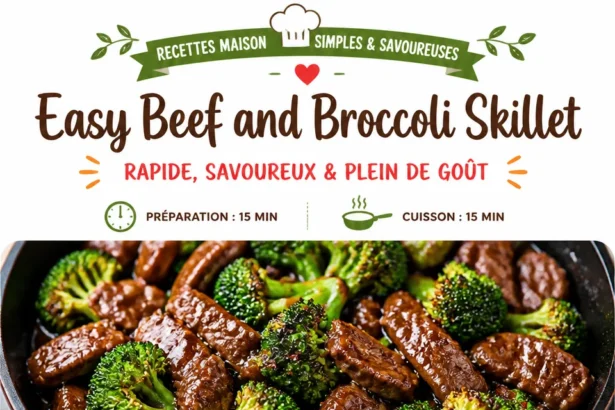 Delicious easy beef and broccoli skillet recipe served on a plate