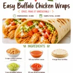 Easy Buffalo Chicken Wraps with lettuce and spicy sauce in a tortilla