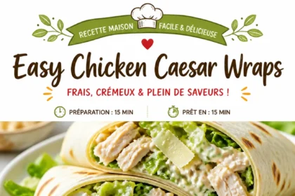 Easy Chicken Caesar Wraps with fresh ingredients in a tortilla