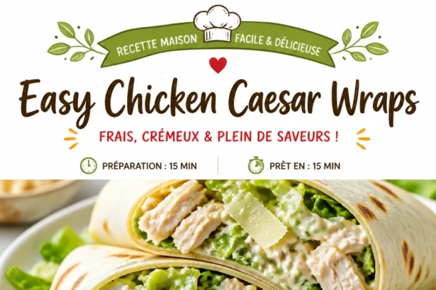 Easy Chicken Caesar Wraps with fresh ingredients in a tortilla