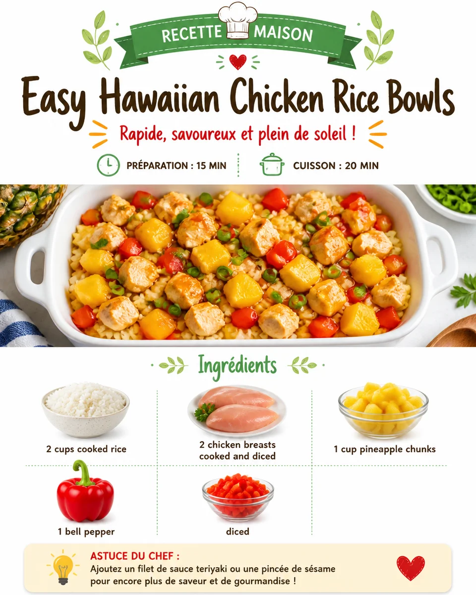 Delicious Hawaiian Chicken Rice Bowls with fresh ingredients and vibrant colors
