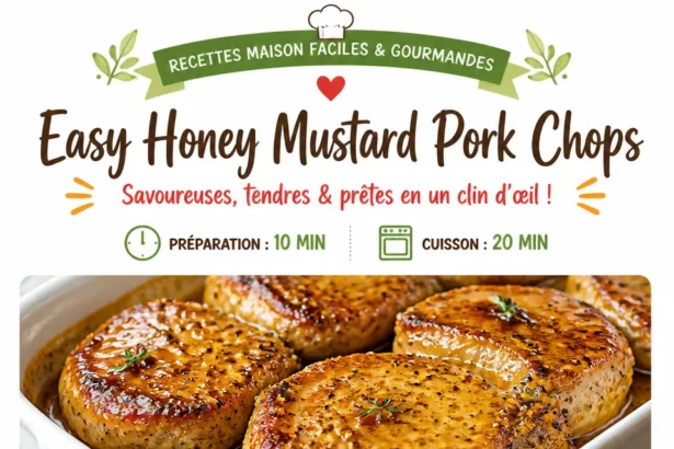 Delicious honey mustard pork chops recipe served with sides