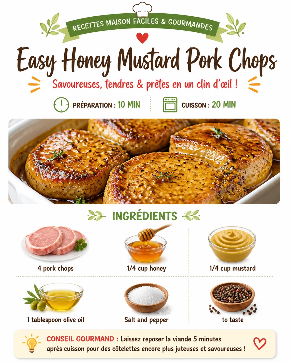 Delicious honey mustard pork chops recipe served with sides