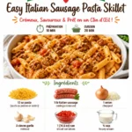 Easy Italian sausage pasta skillet dish with fresh herbs and cheese