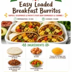 Easy loaded breakfast burritos filled with eggs, cheese, and veggies