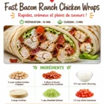 Delicious fast bacon ranch chicken wraps on a plate